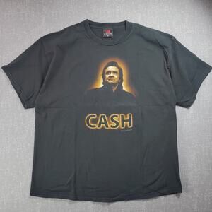 2004 Y2K Johnny Cash Black Graphic Tee Shirt